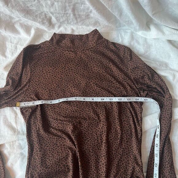 Gaze Women's Brown Leopard Print Long Sleeve Bodysuit Size Small - Picture 7 of 7